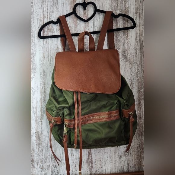 Steve Madden Handbags - Steve Madden Green and Brown Backpack